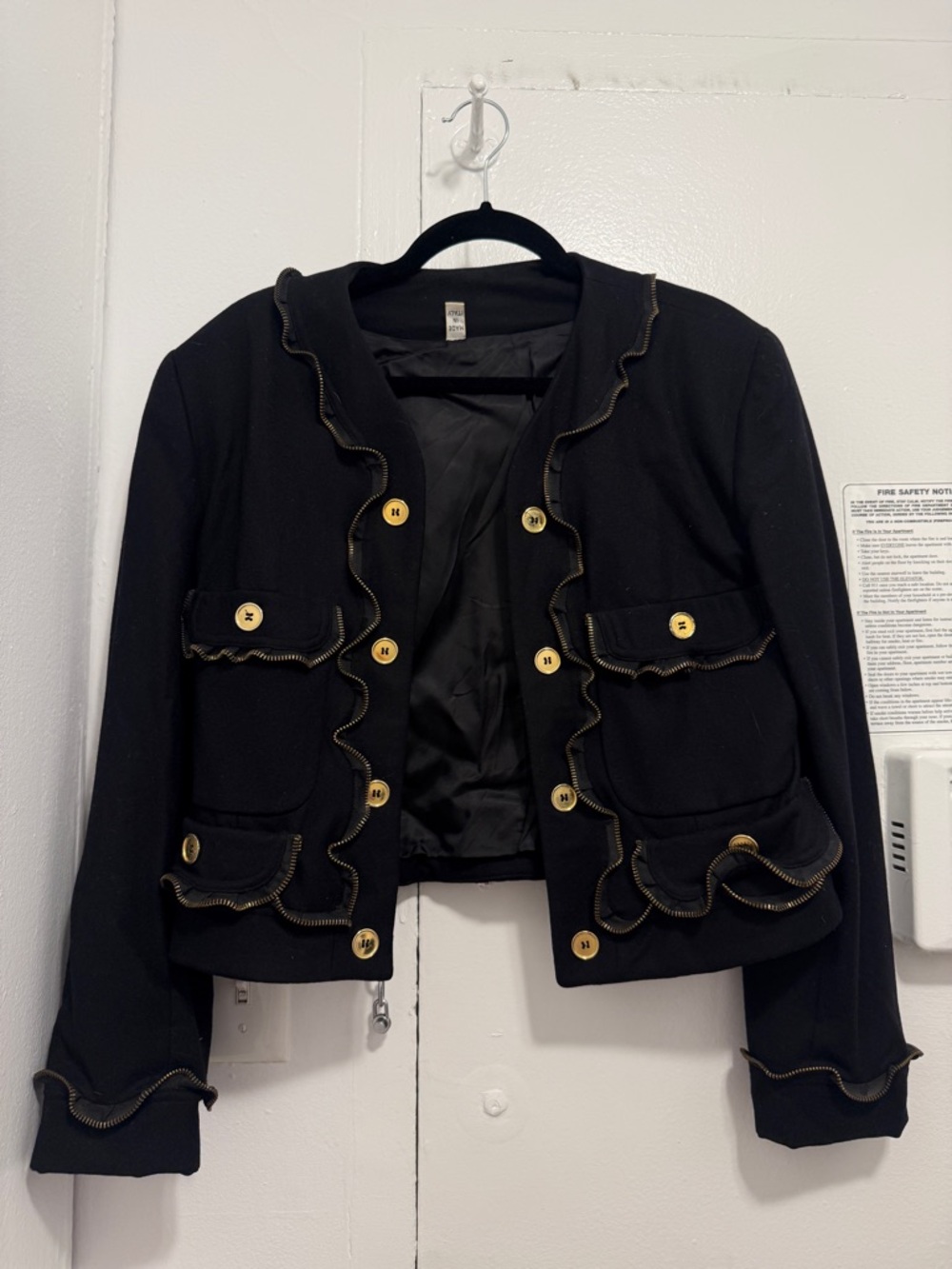 Vintage Moschino Wool Zipper Detail Open Blazer